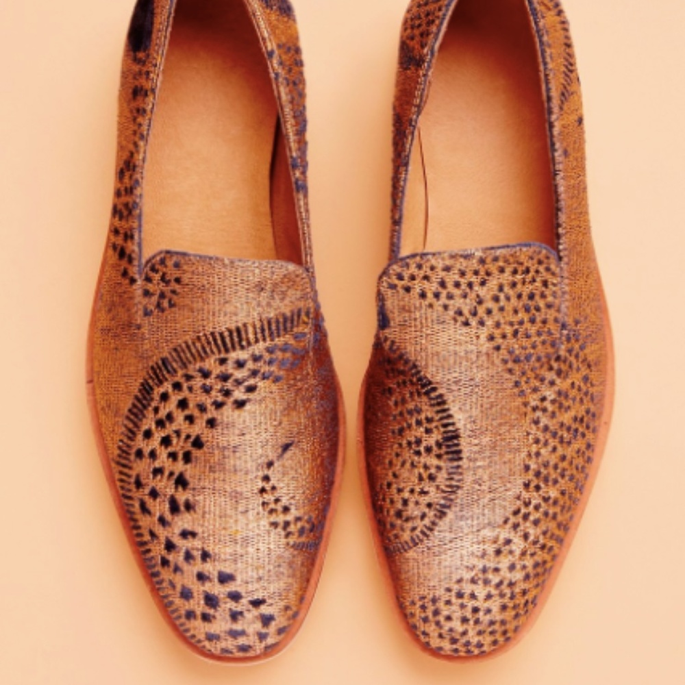 Free People Snake Eyes Loafers Gold